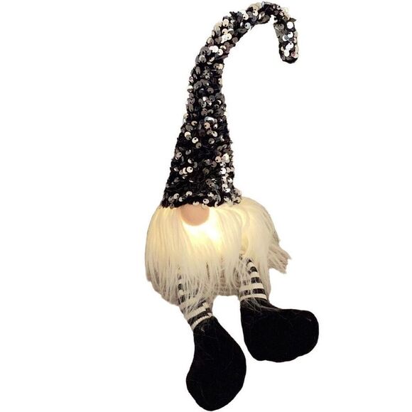 Light Up Plush Gnome Sequin Cap Striped Home Decoration Decor - Picture 2 of 9